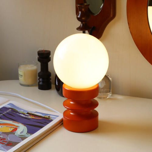 Orange Vintage Table Lamp with Solid Glass Shade