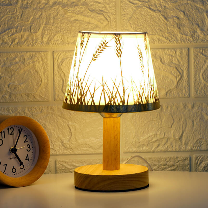Leinen Drum Shade LED Table Lamp - 1 Light, Modern Design