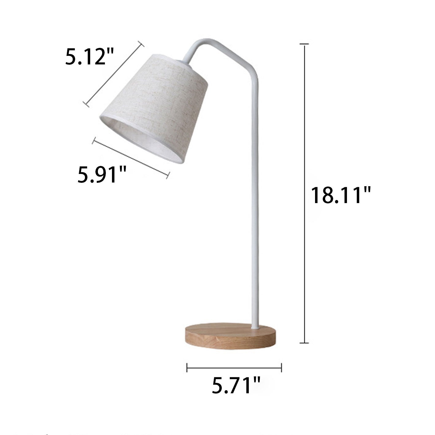 Nordic Minimalist Cone Linen Shade Wooden Base Table Lamp