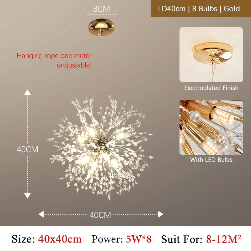 Luxury Crystal Chandelier LED Pendant Light - Modern Design