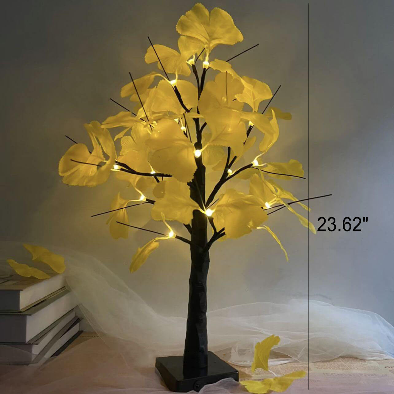 Illuminated Ginkgo Tree Table Lamp USB Battery Decor Light