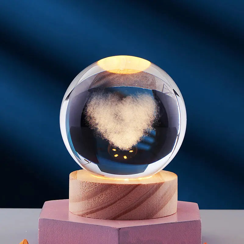 3D Crystal Night Lamp with LED Lighting - Adjustable Brightness