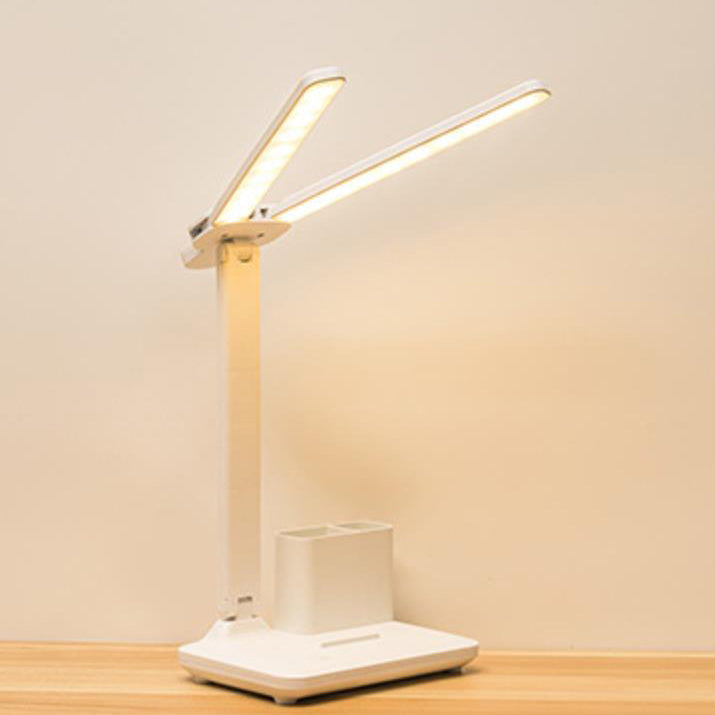 Adjustable LED Desk Lamp with Dual Heads and Multi-Angle Design