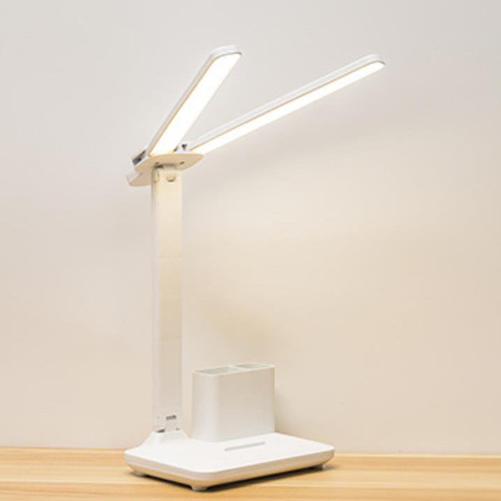 Adjustable LED Desk Lamp with Dual Heads and Multi-Angle Design