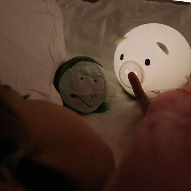 Cartoon Creative Pig Round Silicone LED Night Light Lamp