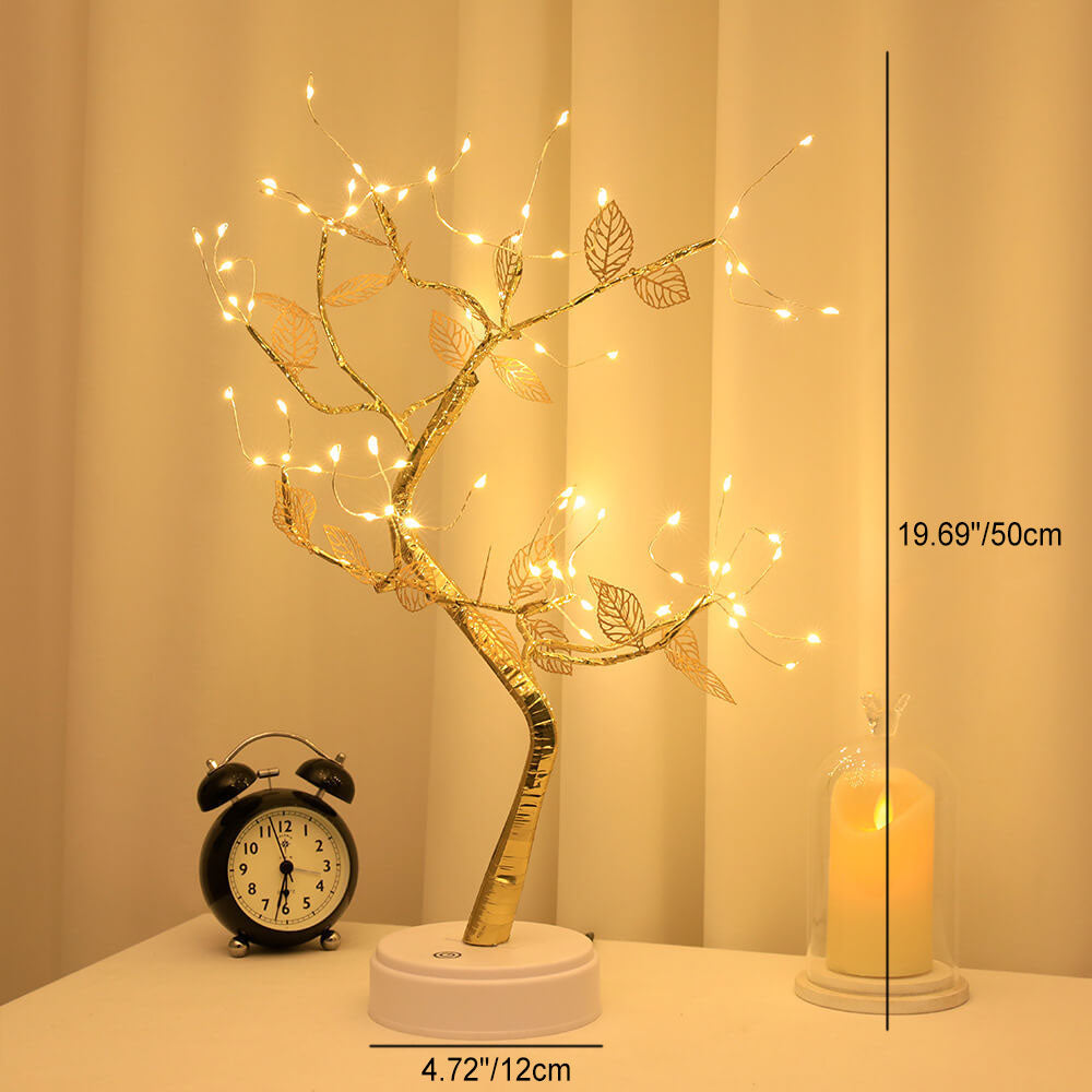 Simulation Gold Leaf Tree LED Table Lamp Decorative Light