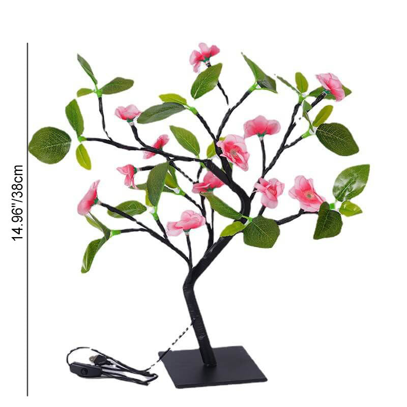 Simulation Peach Blossom Tree Green LED Table Lamp