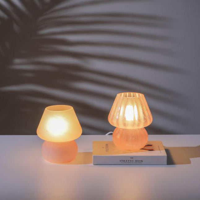 Modern Simplicity Glass Mushroom 1-Light Table Lamp Bedroom