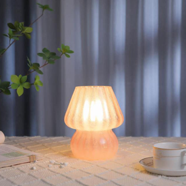 Modern Simplicity Glass Mushroom 1-Light Table Lamp Bedroom