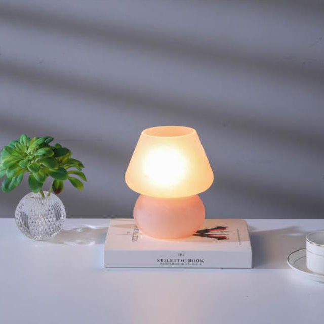 Modern Simplicity Glass Mushroom 1-Light Table Lamp Bedroom