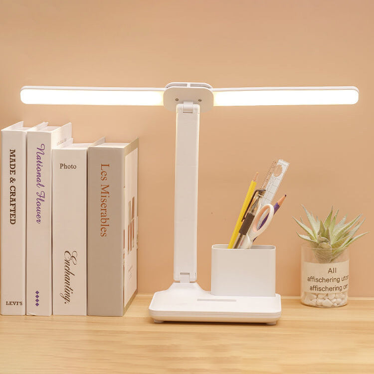 Adjustable LED Desk Lamp with Dual Heads and Multi-Angle Design