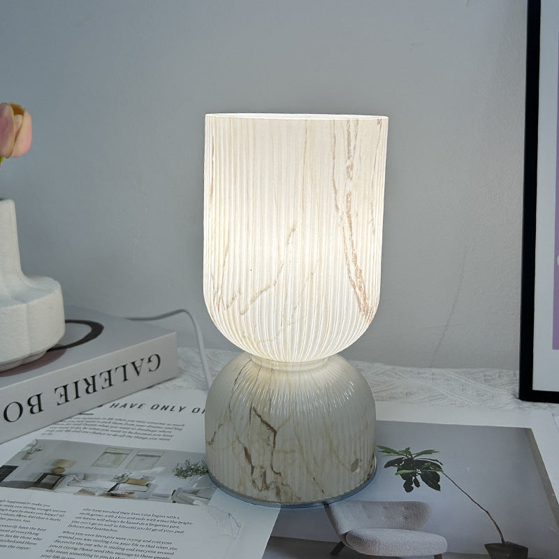 Modern Minimalist Cylinder Funnel Glass 1-Light Table Lamp