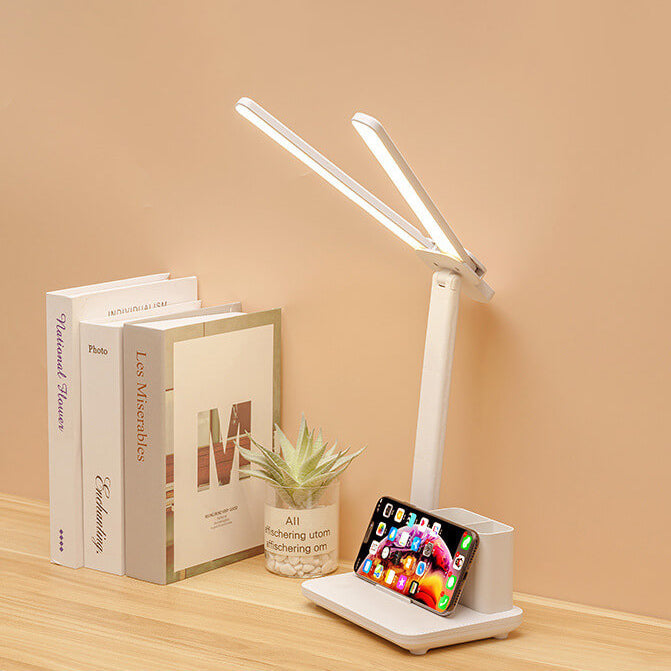 Adjustable LED Desk Lamp with Dual Heads and Multi-Angle Design