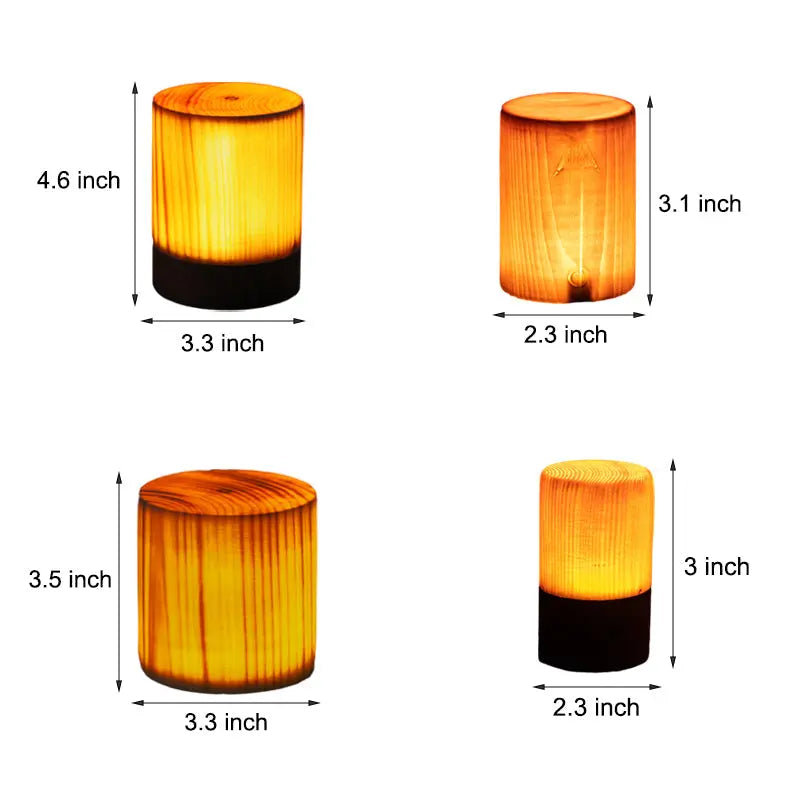 ÉclatBois LED Rechargeable Table Lamp with Touch Control for Home and Office
