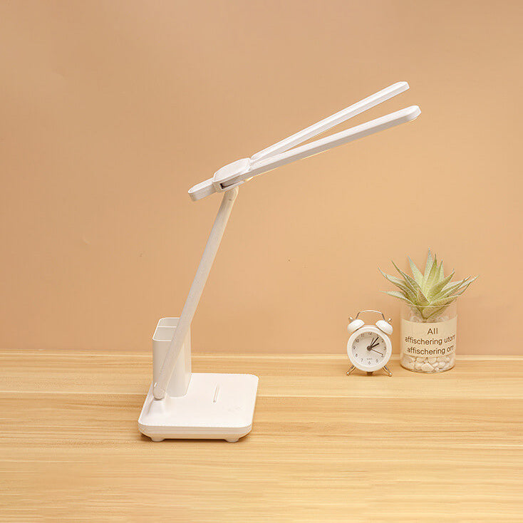 Adjustable LED Desk Lamp with Dual Heads and Multi-Angle Design