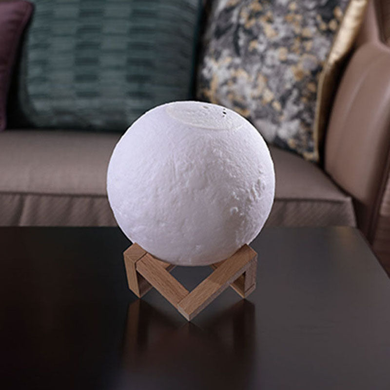 Nordic Creative Moon Humidifier Table Lamp LED White with Wood Base