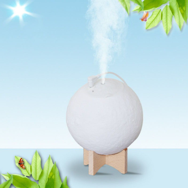 Nordic Creative Moon Humidifier Table Lamp LED White with Wood Base