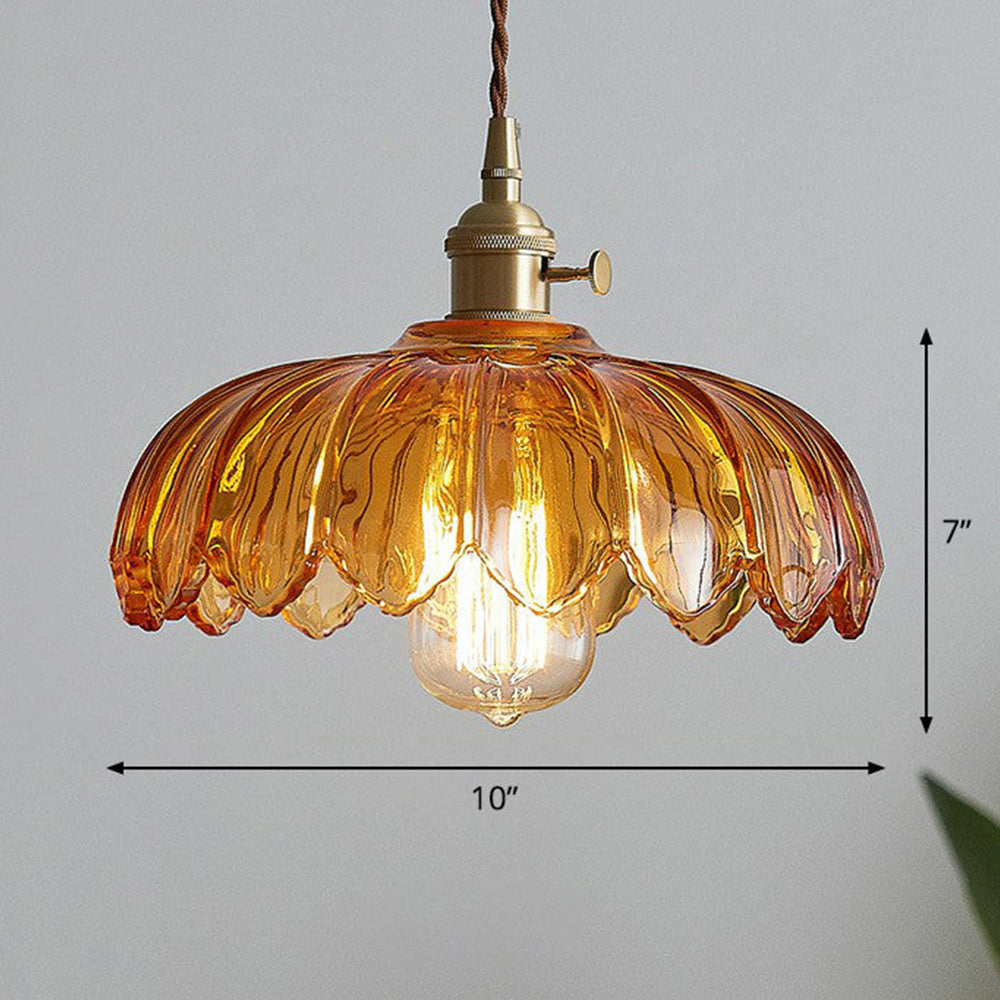 Vintage Glazed Floral Hanging Lamp - Elegant Glass Pendant