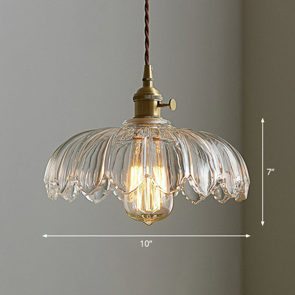 Vintage Glazed Floral Hanging Lamp - Elegant Glass Pendant