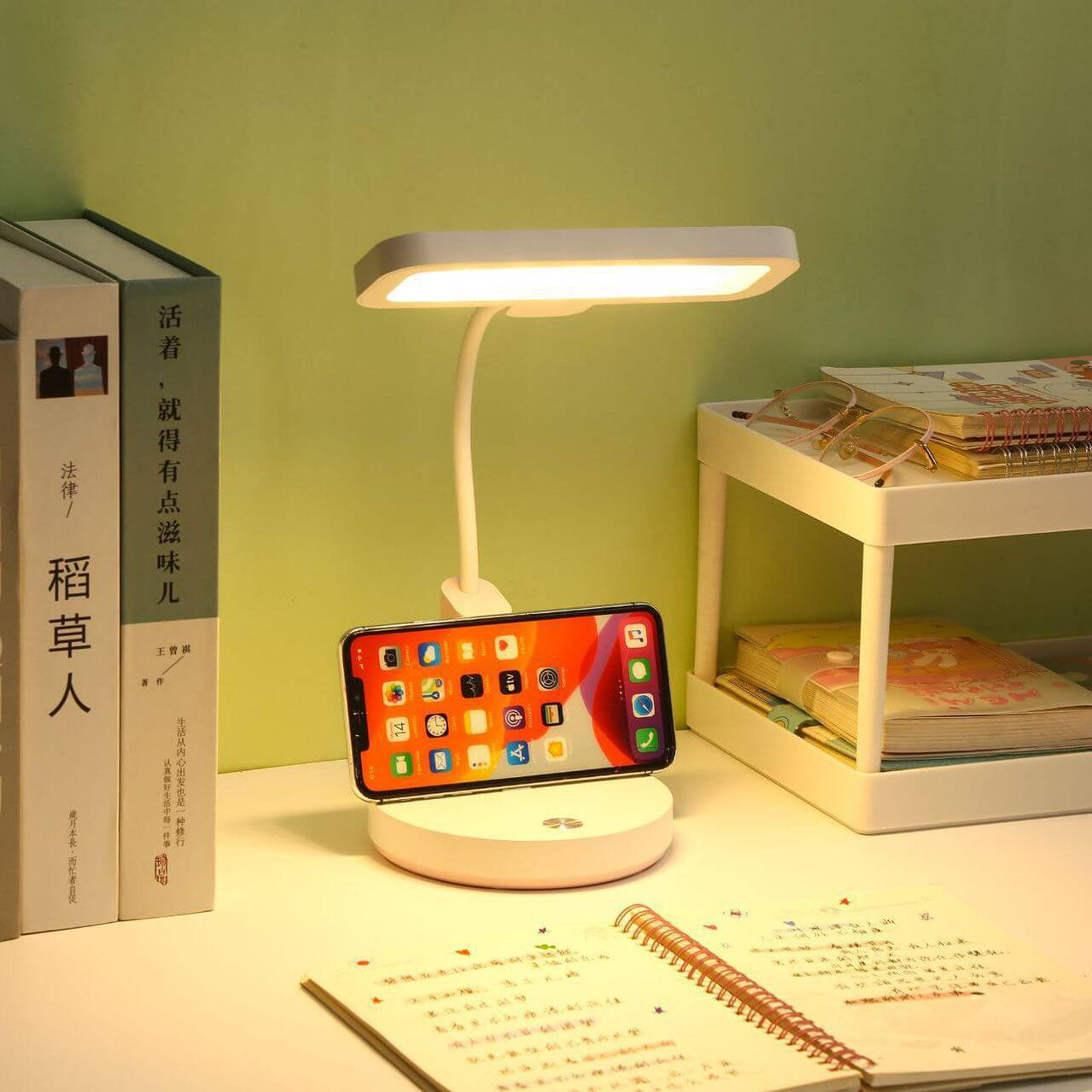 Einfache Long Shadow Round Base Touch Charge LED Desk Lamp