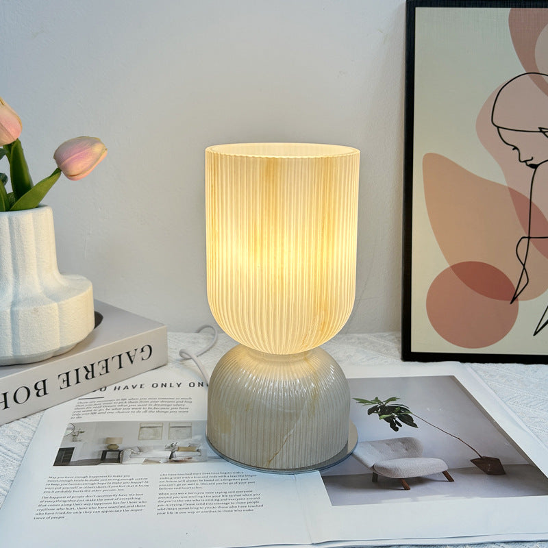 Modern Minimalist Cylinder Funnel Glass 1-Light Table Lamp