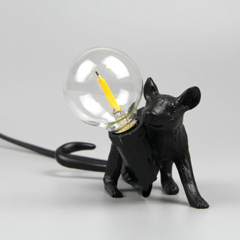 Decorative Bare Bulb Table Lamp Resin 1-Light Nightstand Lamp with Mouse Base