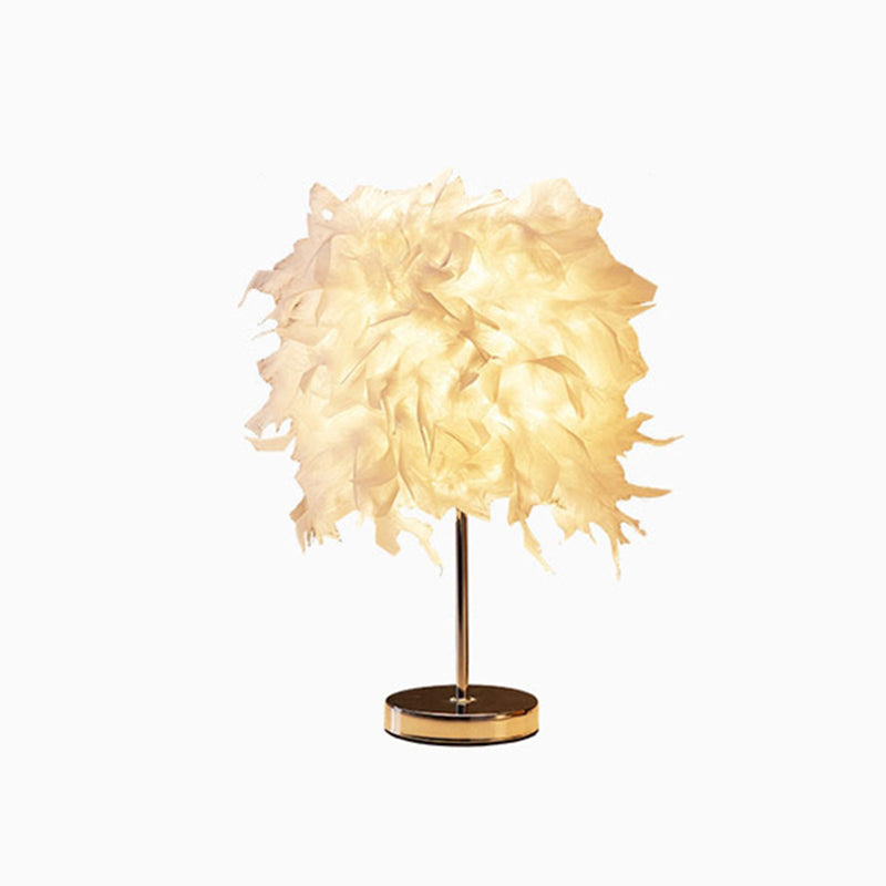 White Cylindrical Table Lamp Simplicity Single Bulb Design