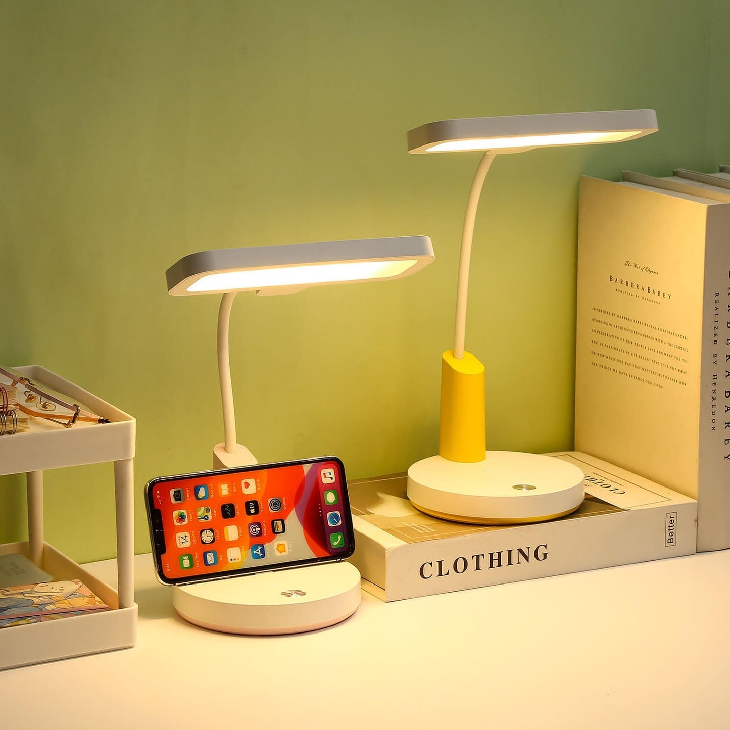 Einfache Long Shadow Round Base Touch Charge LED Desk Lamp