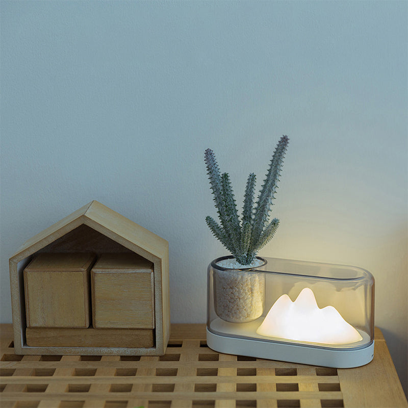 Plastik Mountain-Shaped Rechargeable LED Table Lamp with Storage Cup