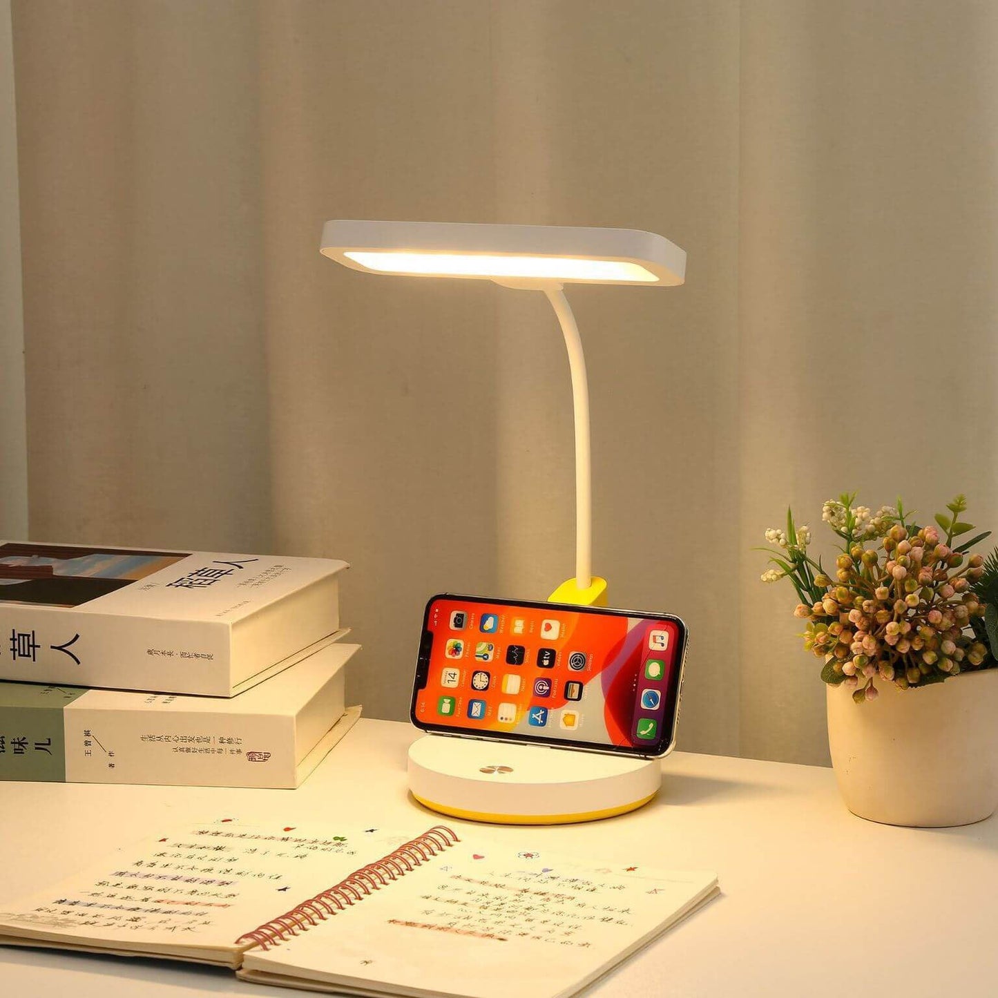 Einfache Long Shadow Round Base Touch Charge LED Desk Lamp