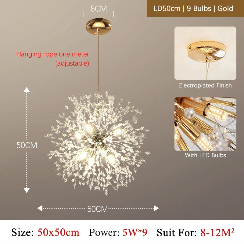 Luxury Crystal Chandelier LED Pendant Light - Modern Design
