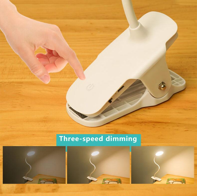 Rechargeable LED Clip Desk Lamp Eye Protection Night Light