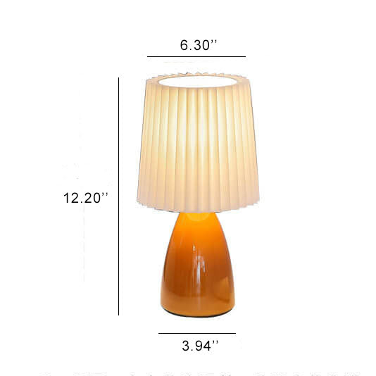 Scandinavian Retro Table Lamp with Pleated Shade and Glass Base