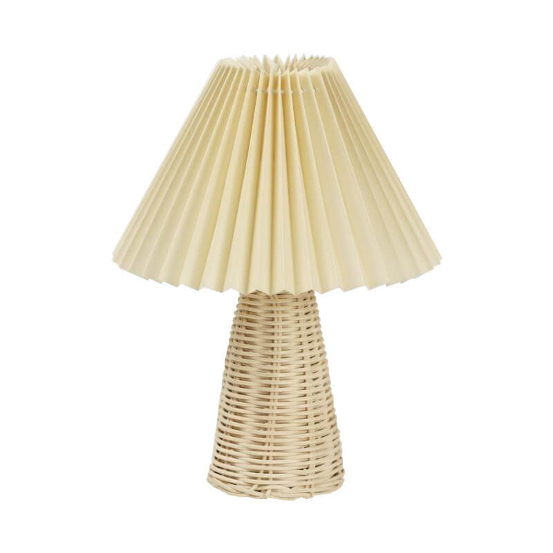 Vintage Fabric Cone Base 1-Light Table Lamp - Beige
