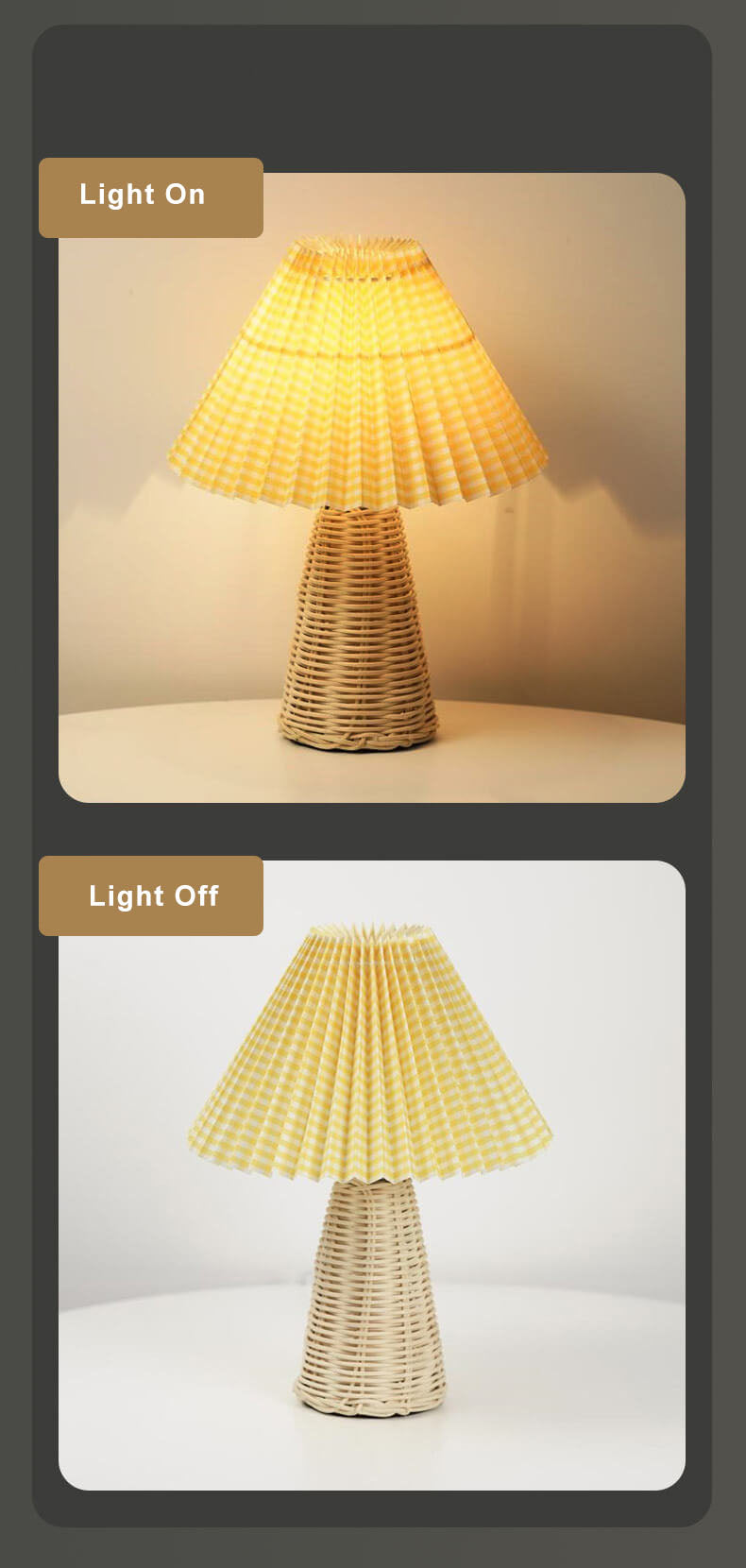 1-Light Table Lamp with Conical Folded Fabric Base