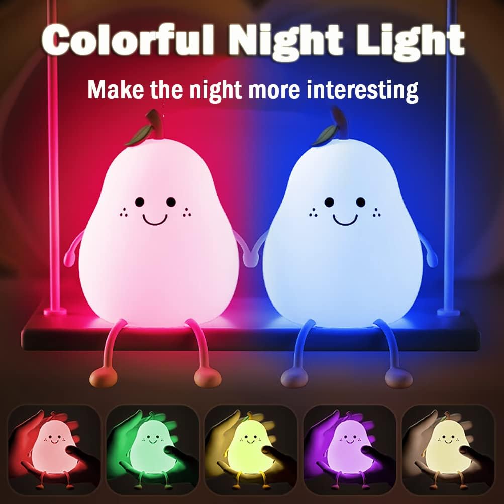 PearGlow Night Lamp with USB Charger and Warm White Light