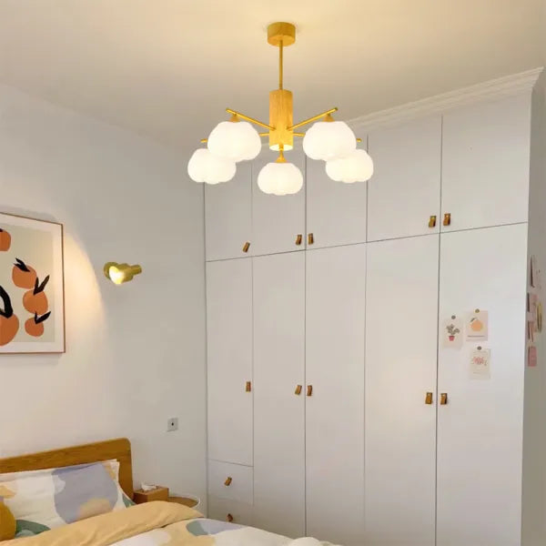 Creative Wooden Cotton Balls Chandelier for Living Room