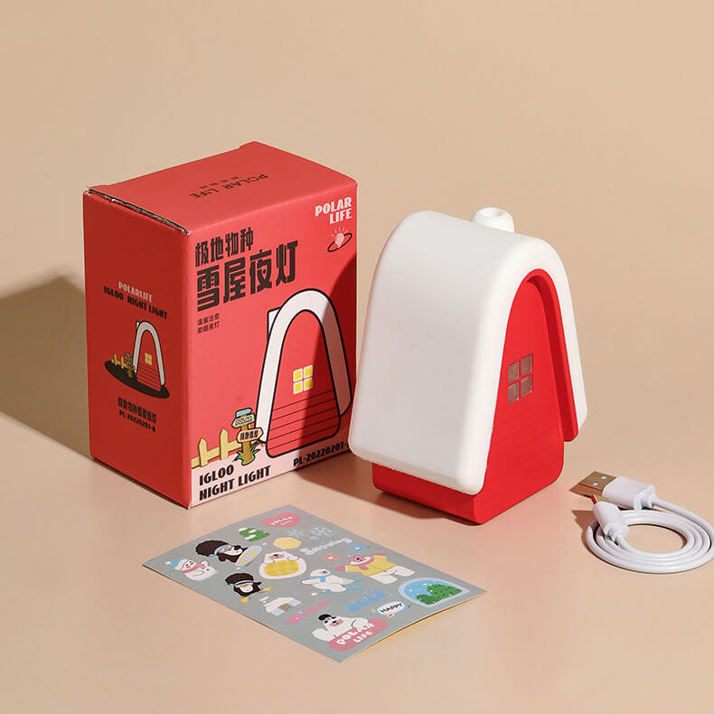 Modern Cartoon Snow House Silicone USB Rechargeable LED Table Lamp