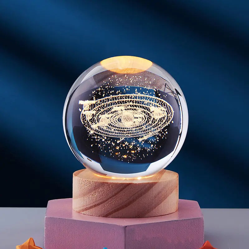 3D Crystal Night Lamp with LED Lighting - Adjustable Brightness