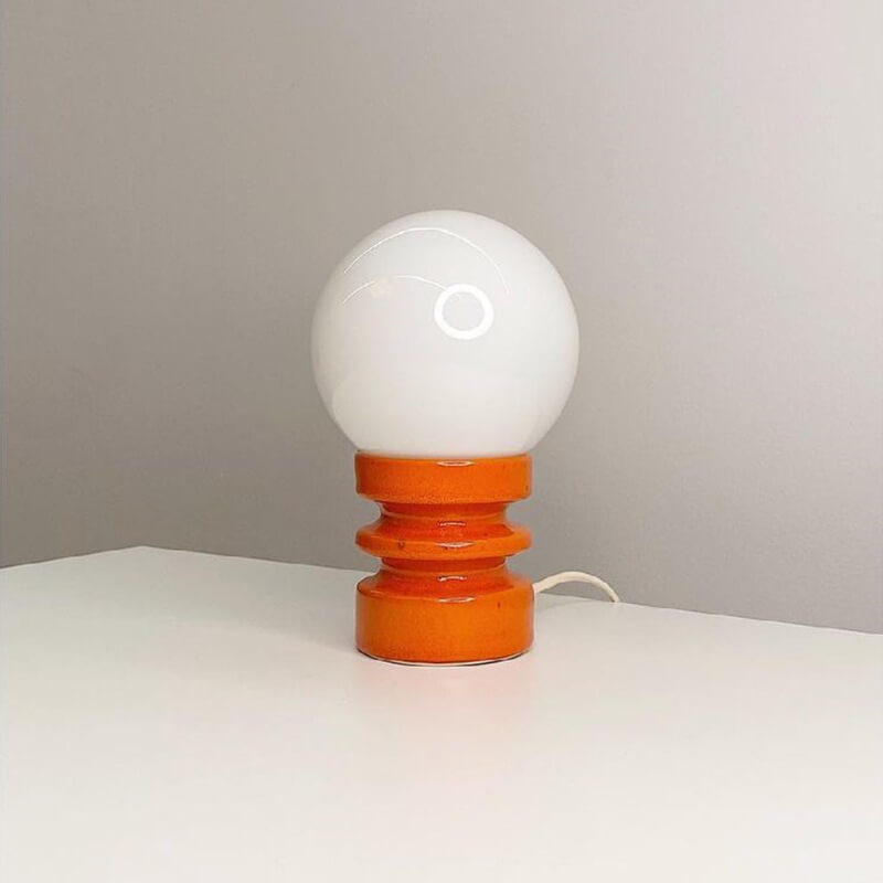 Orange Vintage Table Lamp with Solid Glass Shade