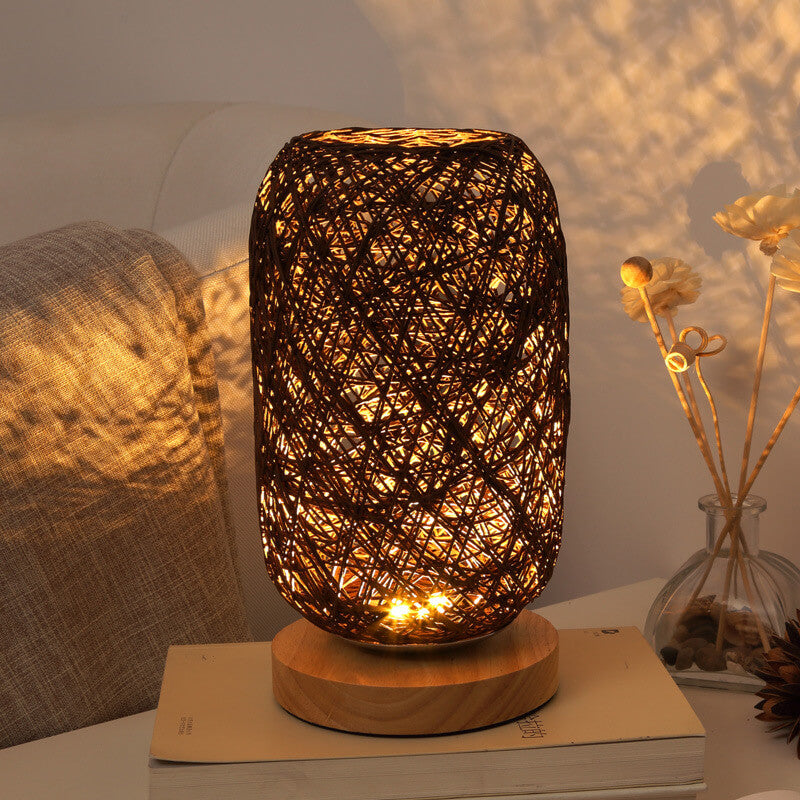 Kreative Twine Rattan Ball LED Dimmable Decorative Table Lamp