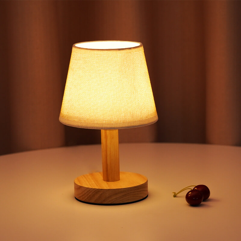 Leinen Drum Shade LED Table Lamp - 1 Light, Modern Design