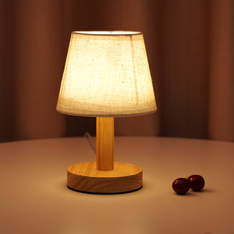 Leinen Drum Shade LED Table Lamp - 1 Light, Modern Design
