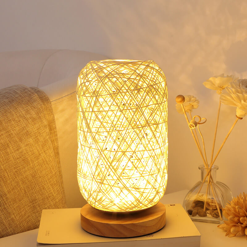 Kreative Twine Rattan Ball LED Dimmable Decorative Table Lamp