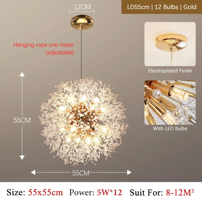 Luxury Crystal Chandelier LED Pendant Light - Modern Design