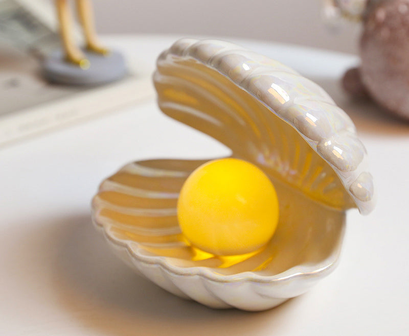 Ceramic Pearl Night Light - Elegant Shell Design, Gift Idea
