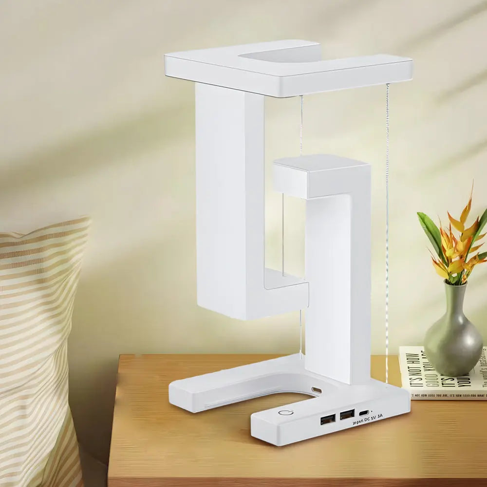 Levitating Anti-Gravity Table Lamp with Wireless Charging and LED Light