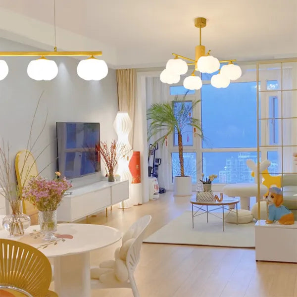 Creative Wooden Cotton Balls Chandelier for Living Room