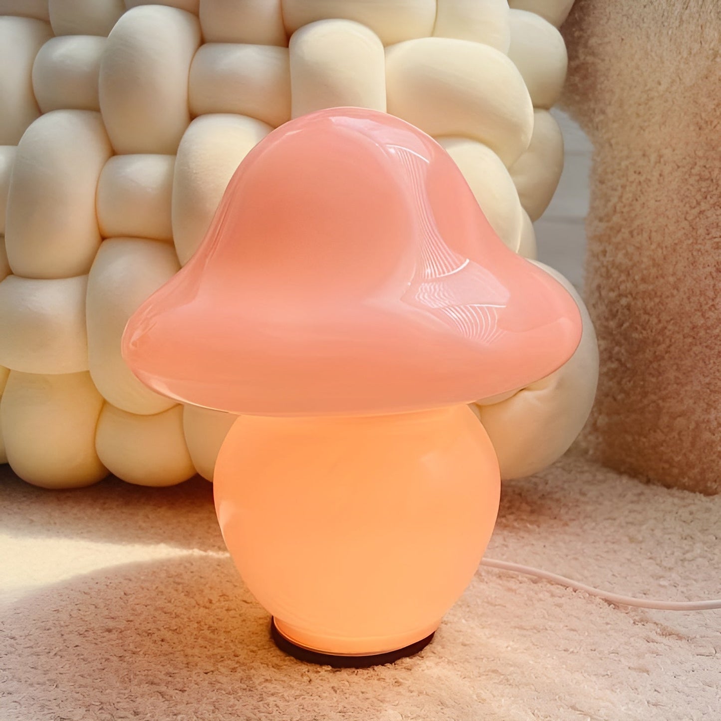 Mushroom Design Glass Lamp - Enchanting USB Lighting