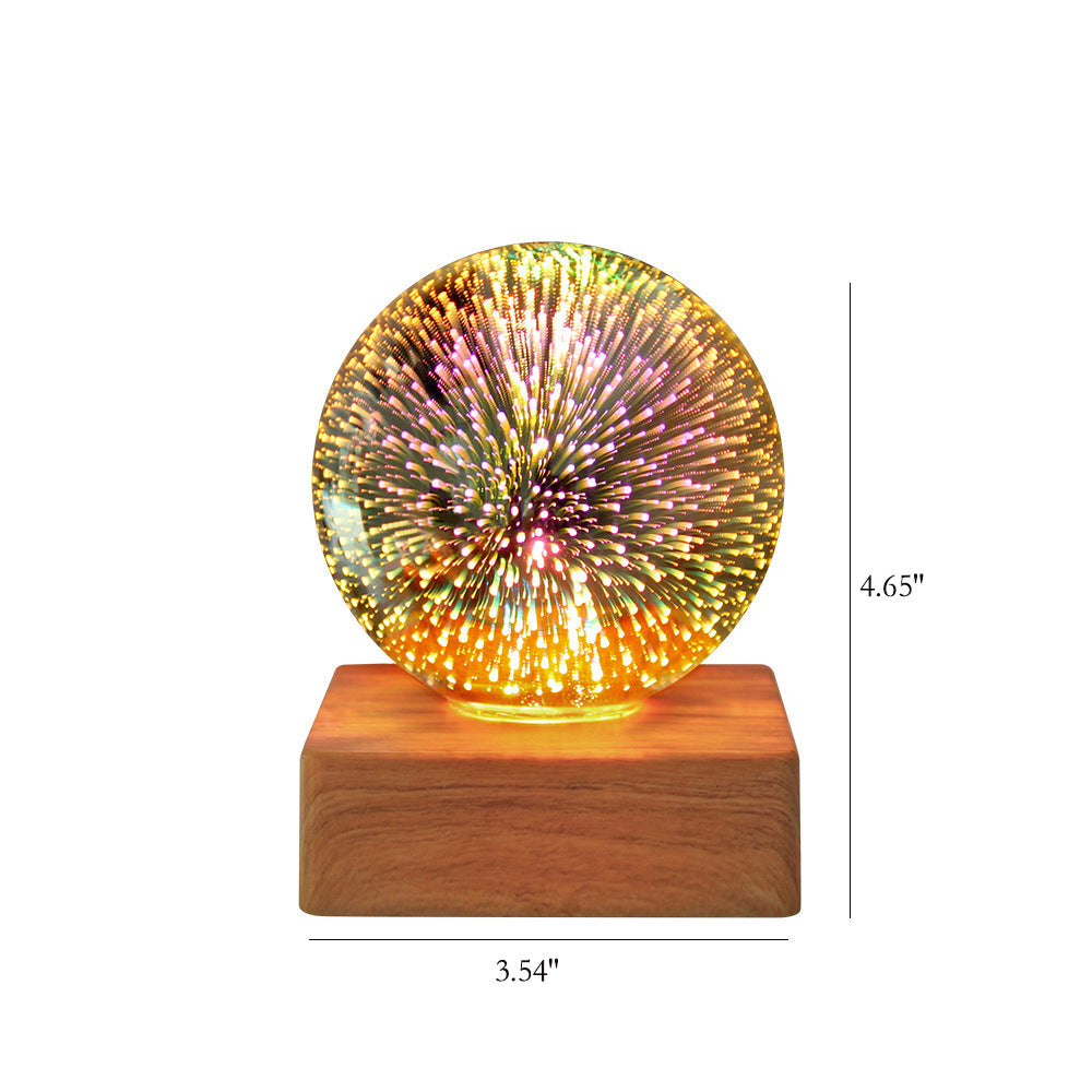 Farbige Glass Ball USB Plug 1-Light LED Decorative Table Lamp